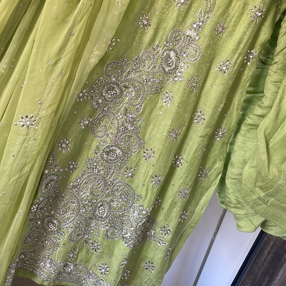 Indian suit 3 piece set with stone work green color salwar suit - Picture 3 of 5